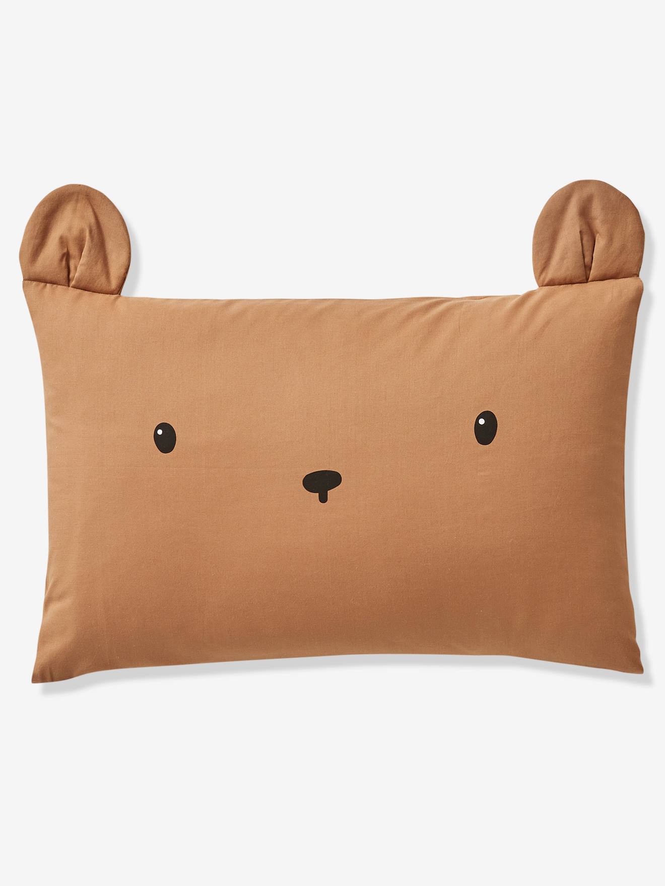 Taie d'oreiller bébé ourson GREEN FOREST marron