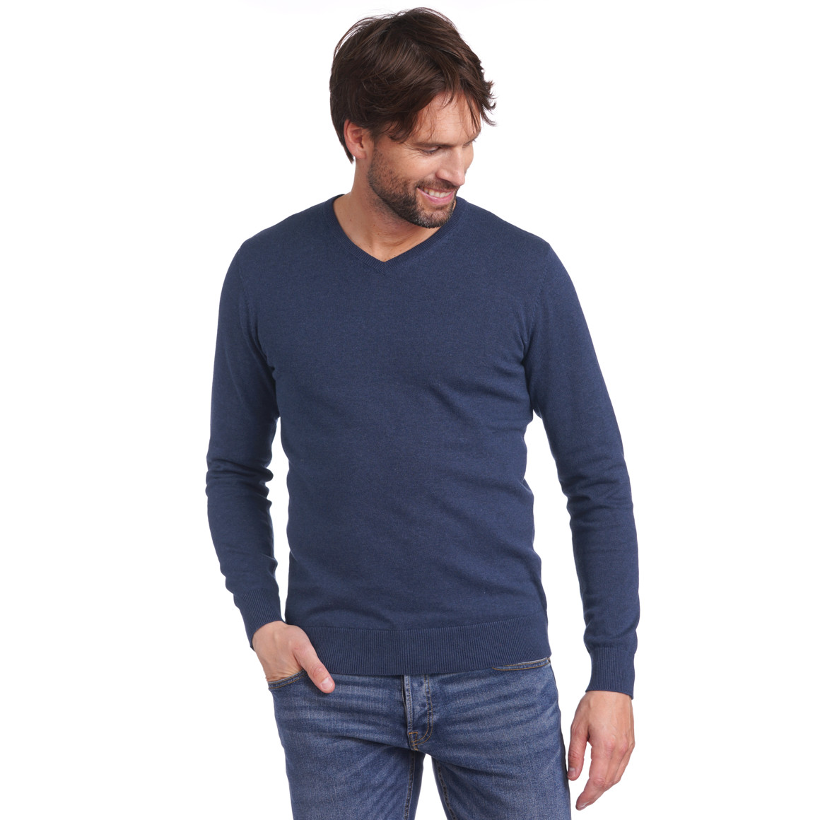 Herren Feinstrickpullover mit V-Ausschnitt