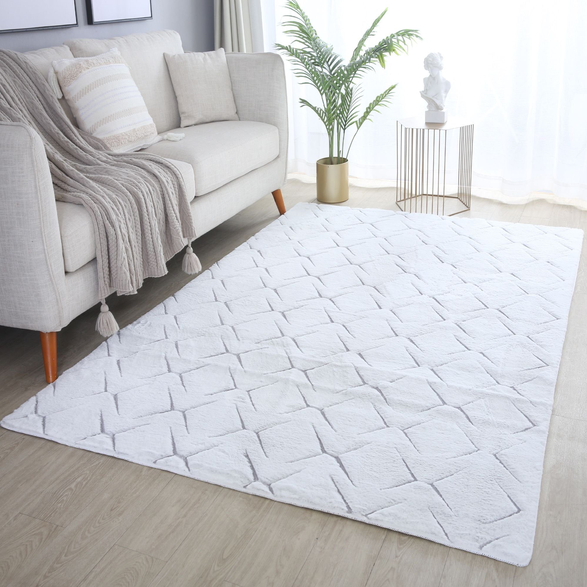 Fellteppich Skandinavisches Design, Carpetsale24, Läufer, Höhe: 15 mm, Teppich Wohnzimmer 3D Effekt Skandinavisches Design Felloptik