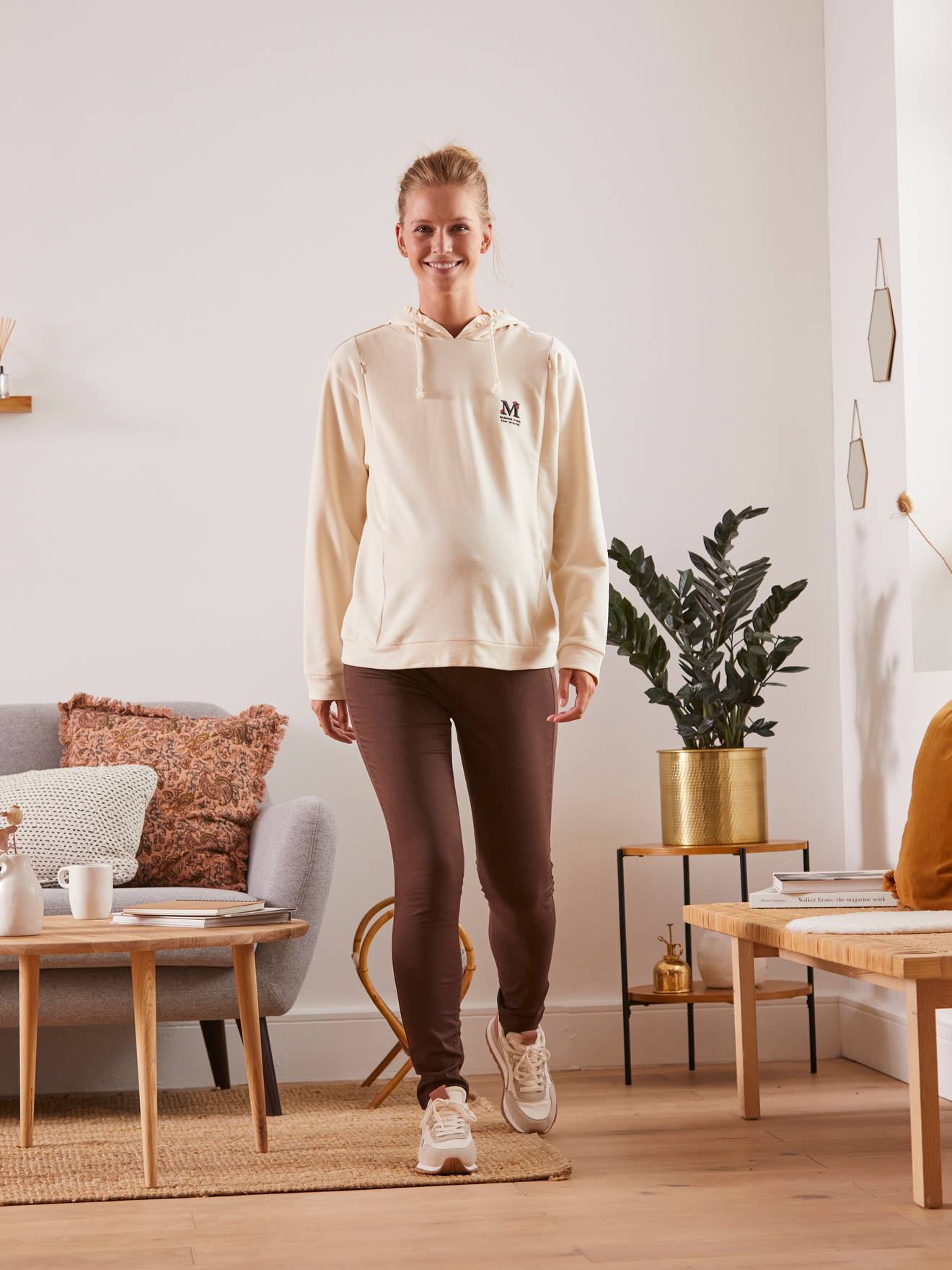 Super skinny de grossesse en toile stretch entrejambe 78 marron chocolat