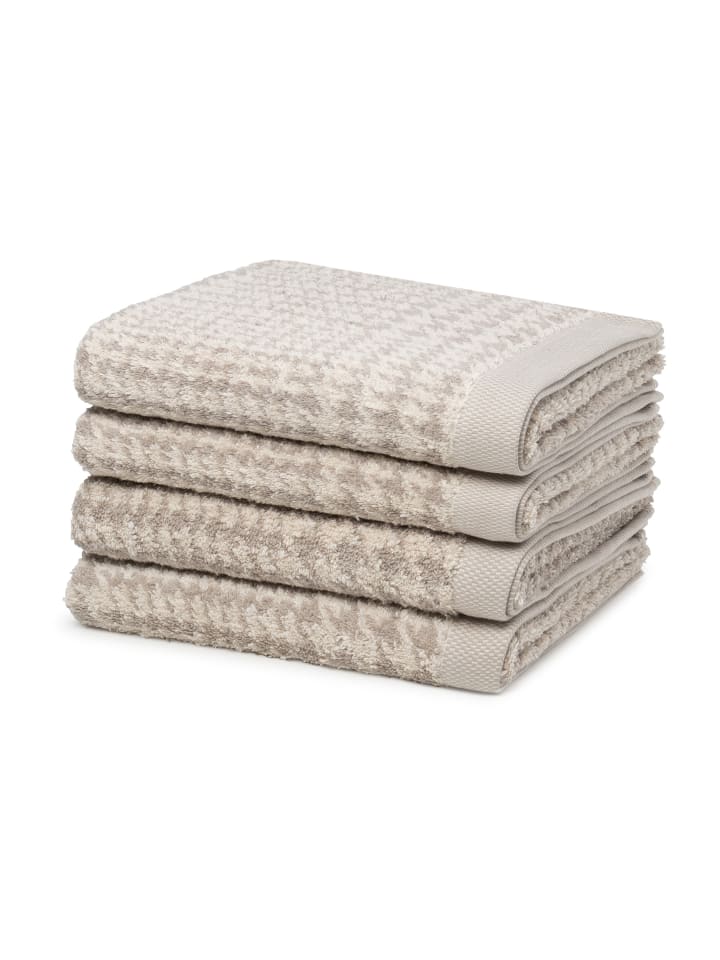 Möve 4 X Handtuch - im Set Brooklyn Glencheck in Nature/Cashmere günstig kaufen 50 x 100 cm