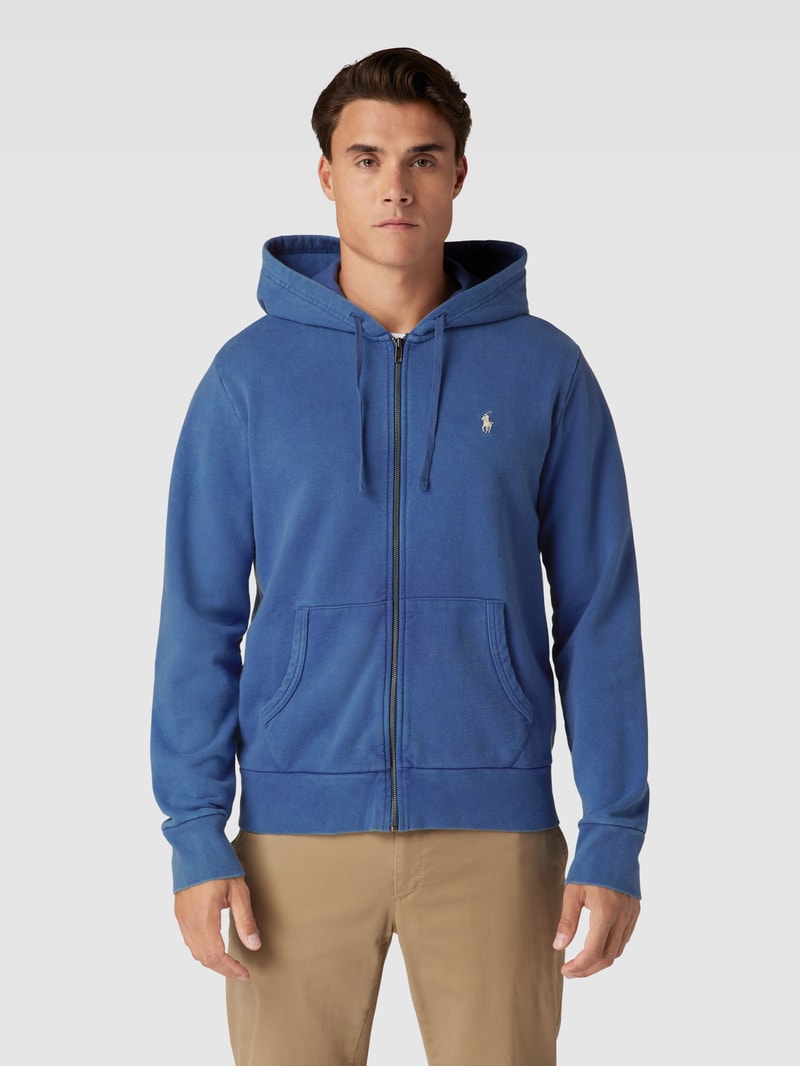 Sweatjacke mit Label-Stitching in marineblau