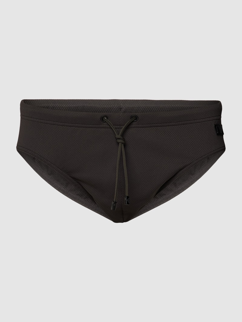 Badehose mit Label-Patch in dunkelgrau