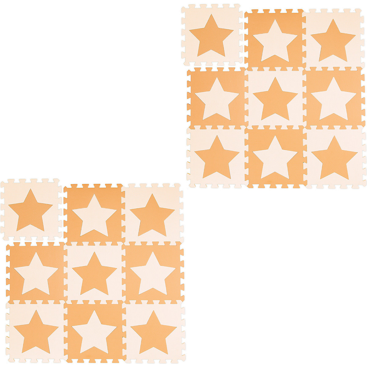 18 x Puzzlematte Sterne orange-beige