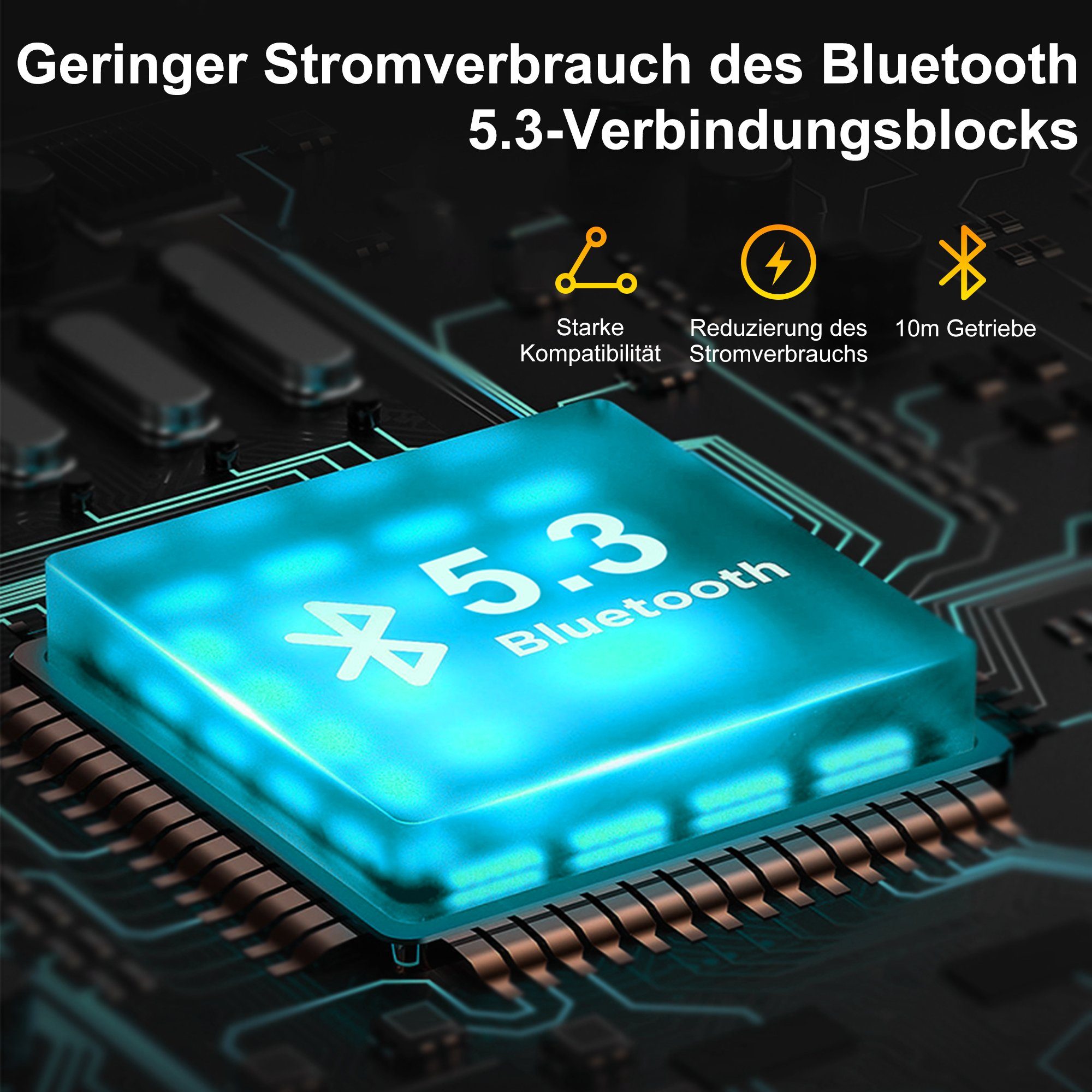 Vbrisi Bluetooth Kopfhörer, True Wireless Bluetooth 5.3 IPX5 wasserdicht In-Ear-Kopfhörer (Voice Assistant, Rauschunterdrückung, Bluetooth)