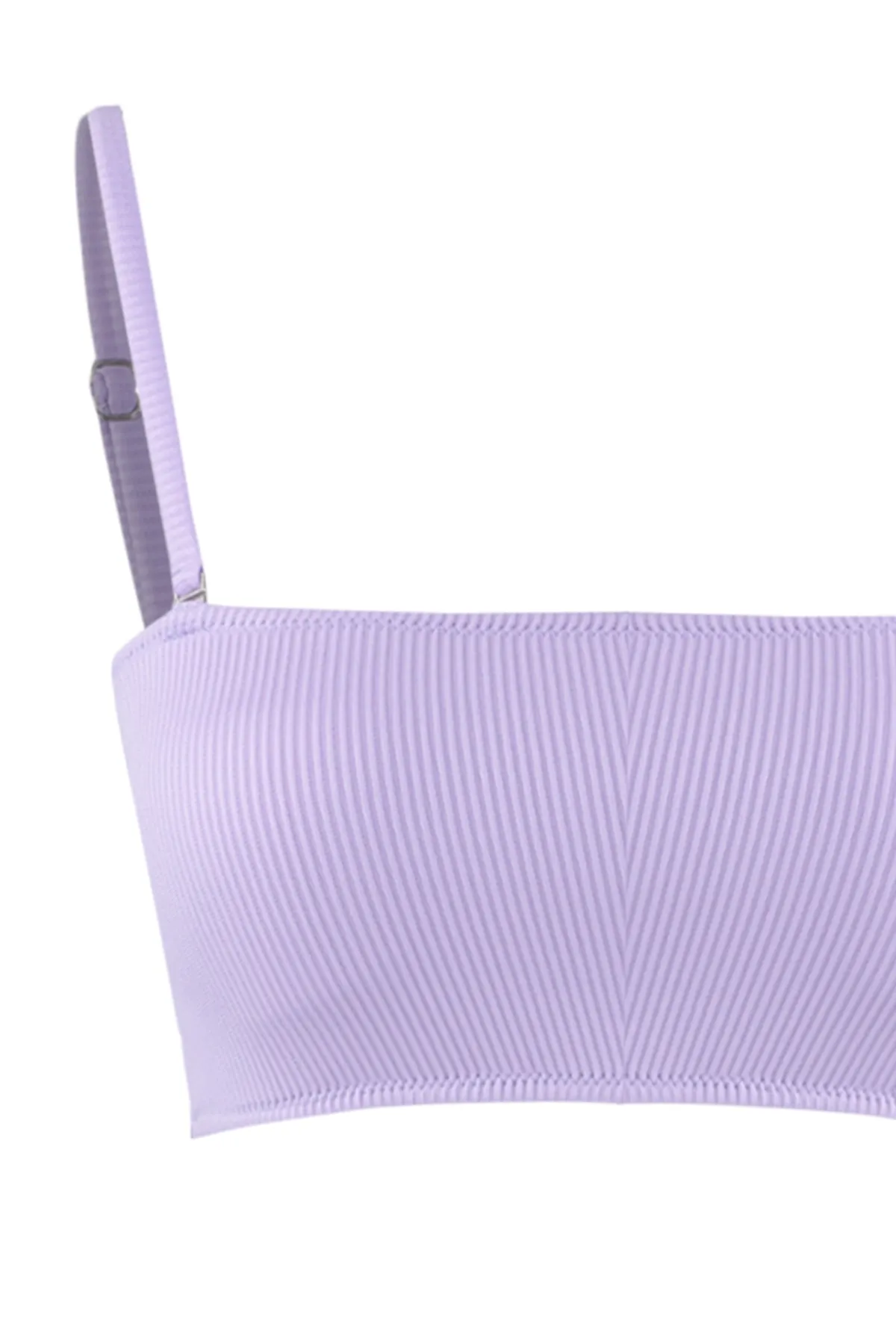 Trendyol Collection  Lilafarbenes, trägerloses, strukturiertes Bikinioberteil TBESS21BU0061