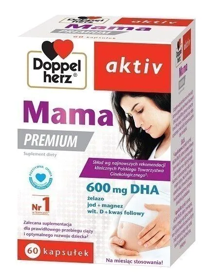 Doppelherz Aktiv Mama Premium, maisto papildas nėščioms ir žindančioms moterims, kapsulės