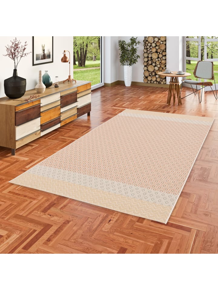 Pergamon In & Outdoor Teppich Flachgewebe Mundo Retro in Beige günstig kaufen 80 x 150cm