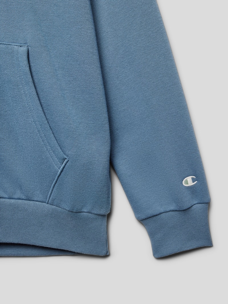 Hoodie mit Label-Stitching Modell 'Rochester' in rauchblau