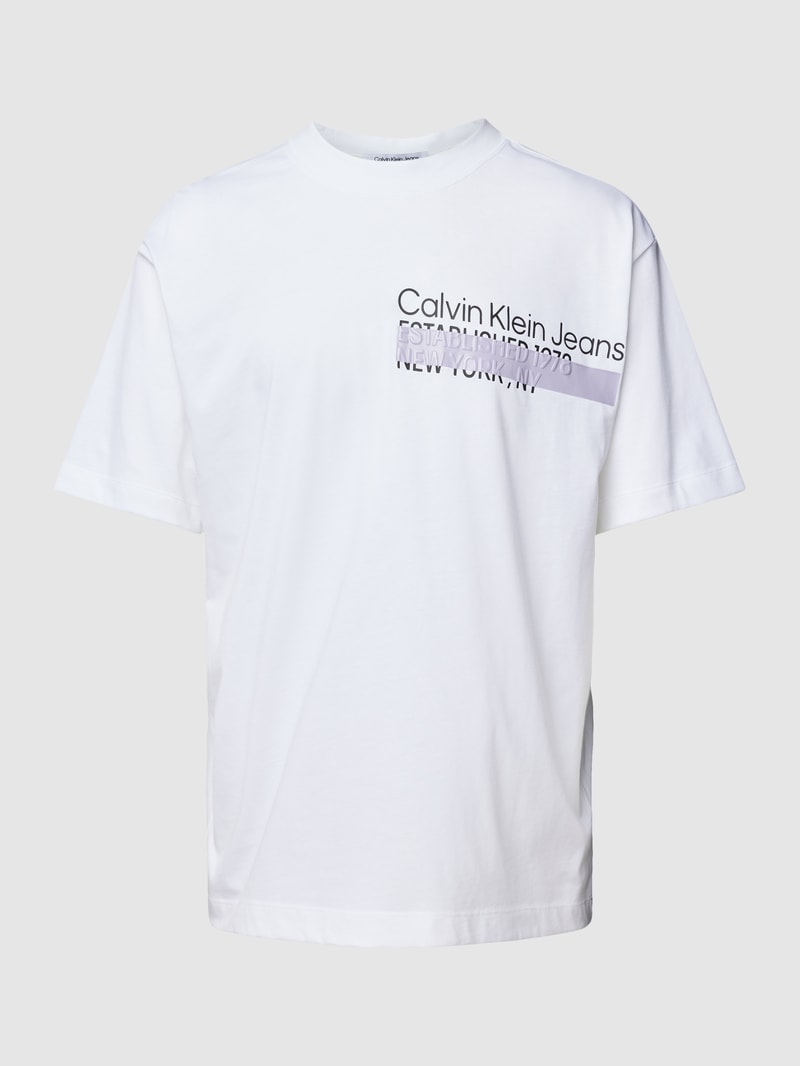 T-Shirt aus Baumwolle mit Label-Print in weiss
