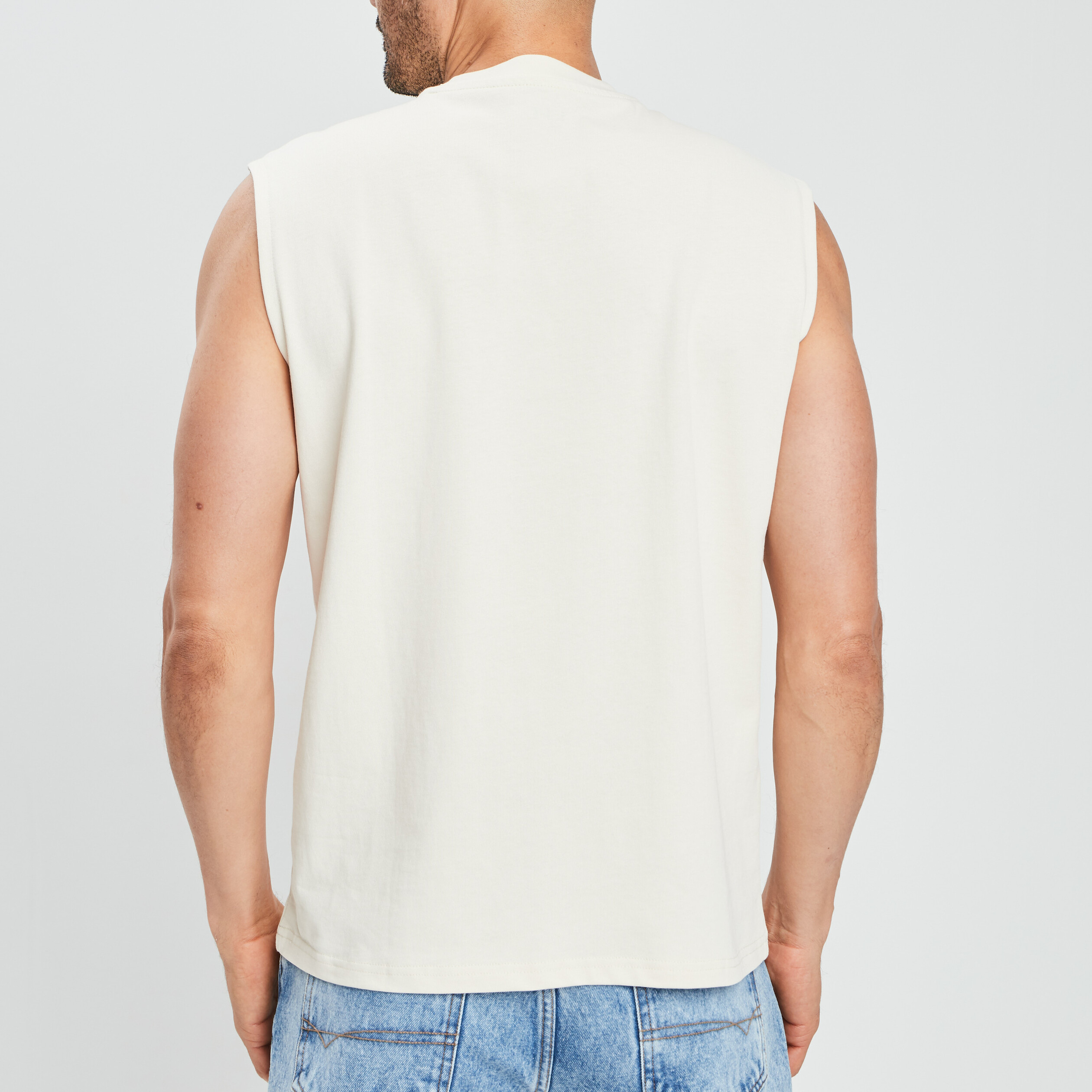 T-shirt sans manches creme homme | La Halle
