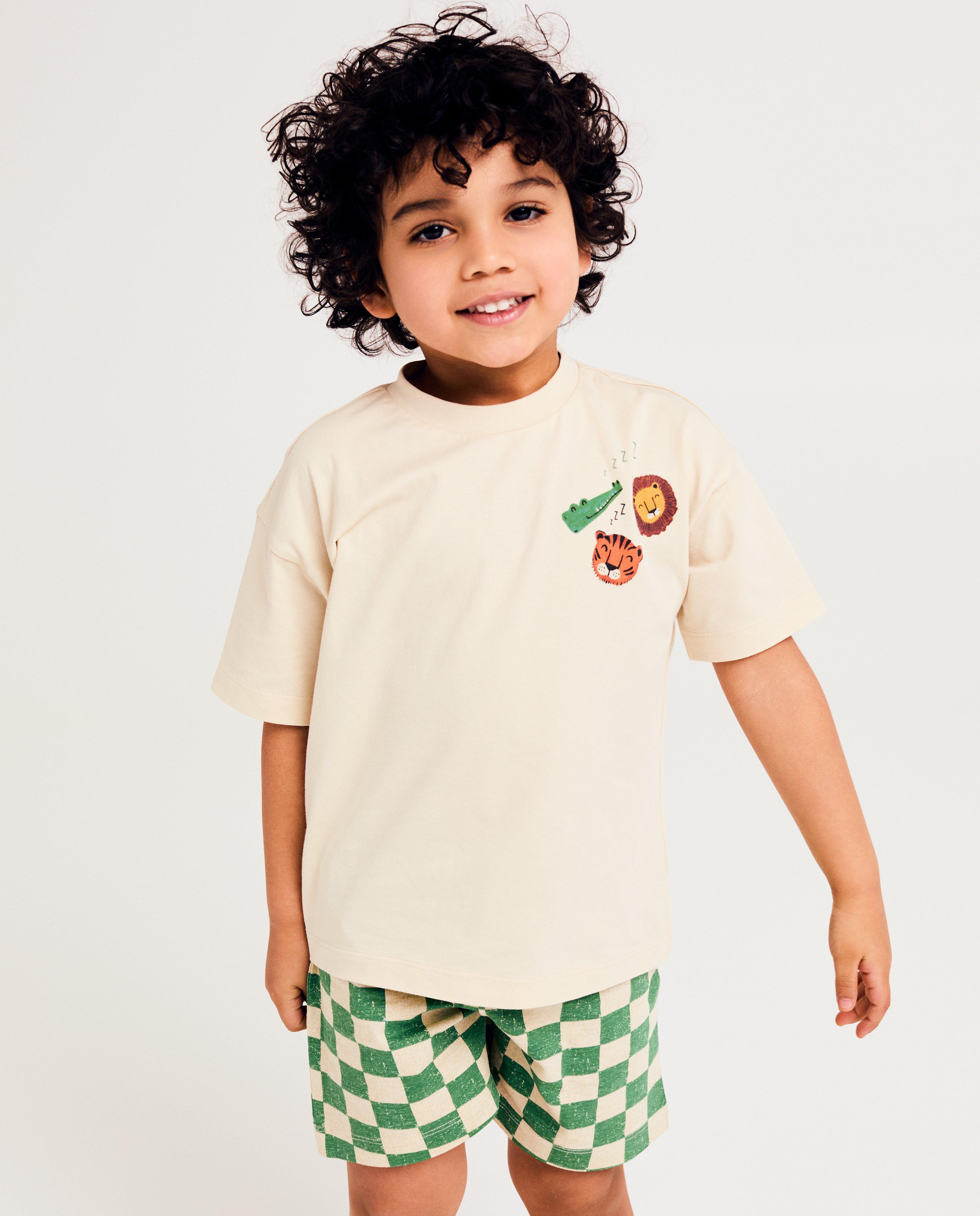 Kidz Nation pizsama állatmintával, fehér színben
