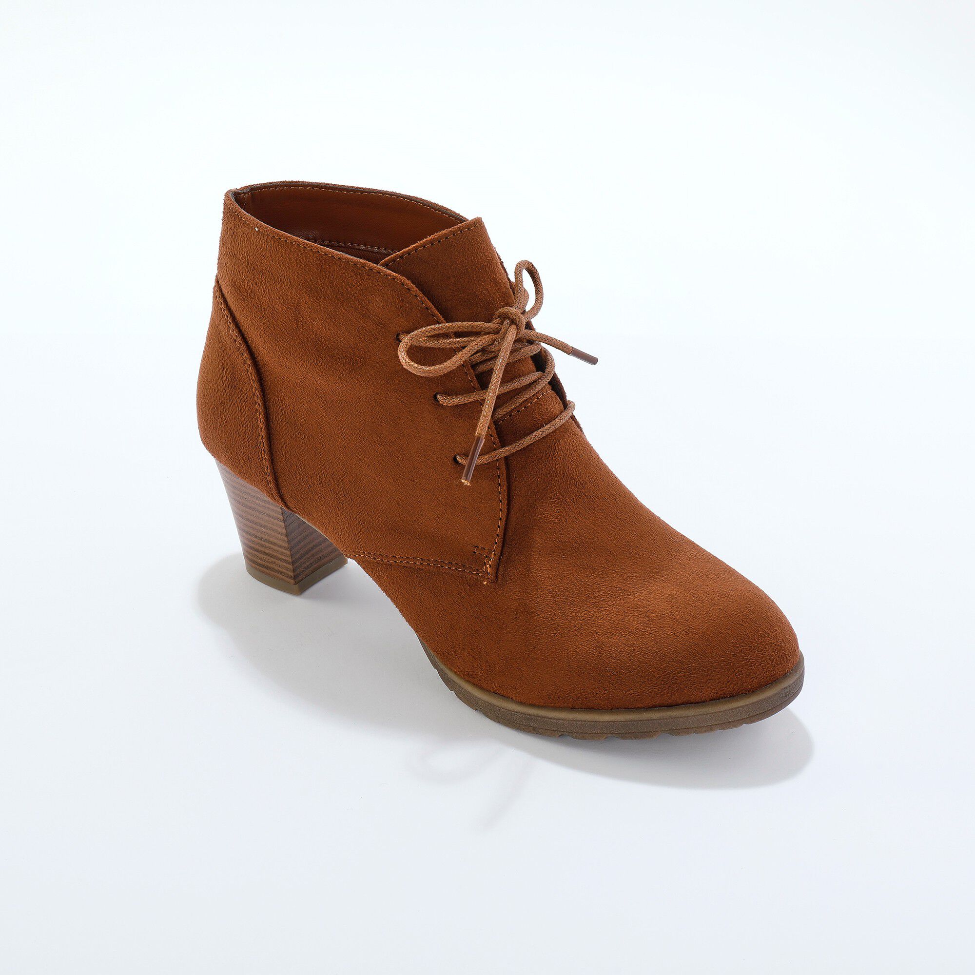 Low-boots à talon effet bois