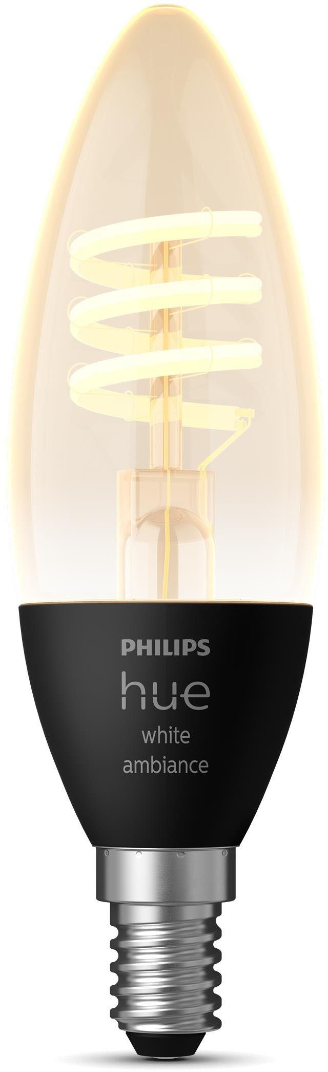 Philips Hue LED-Filament White Ambiance E14 Filament Einzelpack, E14, 1 St., Warmweiß