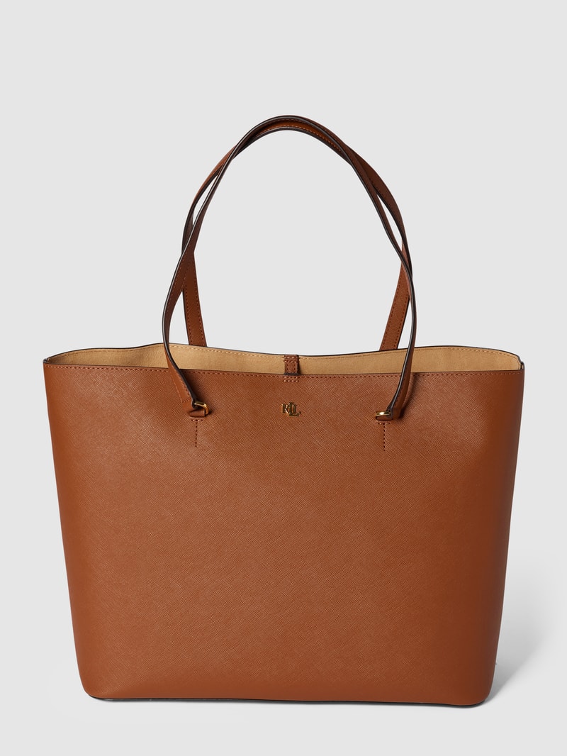 Tote Bag mit Label-Detail Modell 'KARLY' in cognac