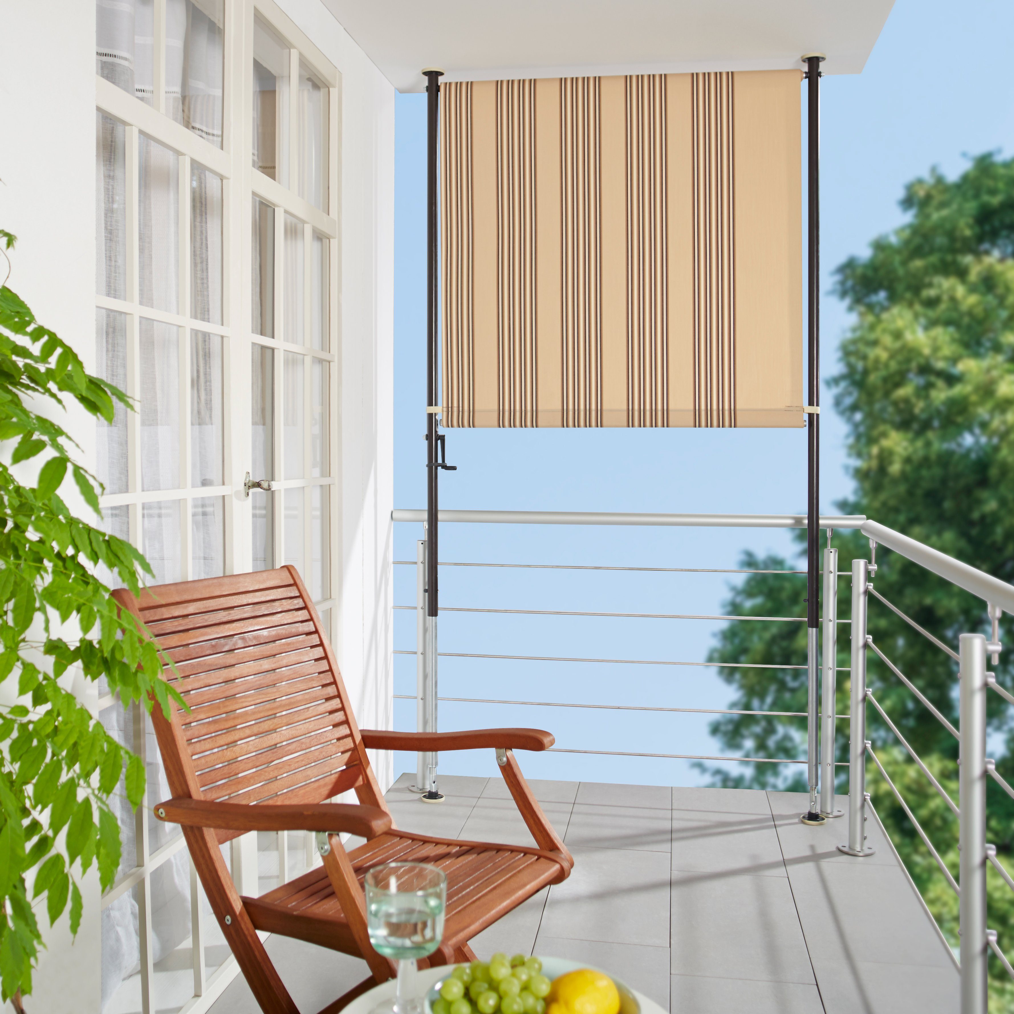 Angerer Freizeitmöbel Klemm-Senkrechtmarkise beige/braun, BxH: 120x225 cm