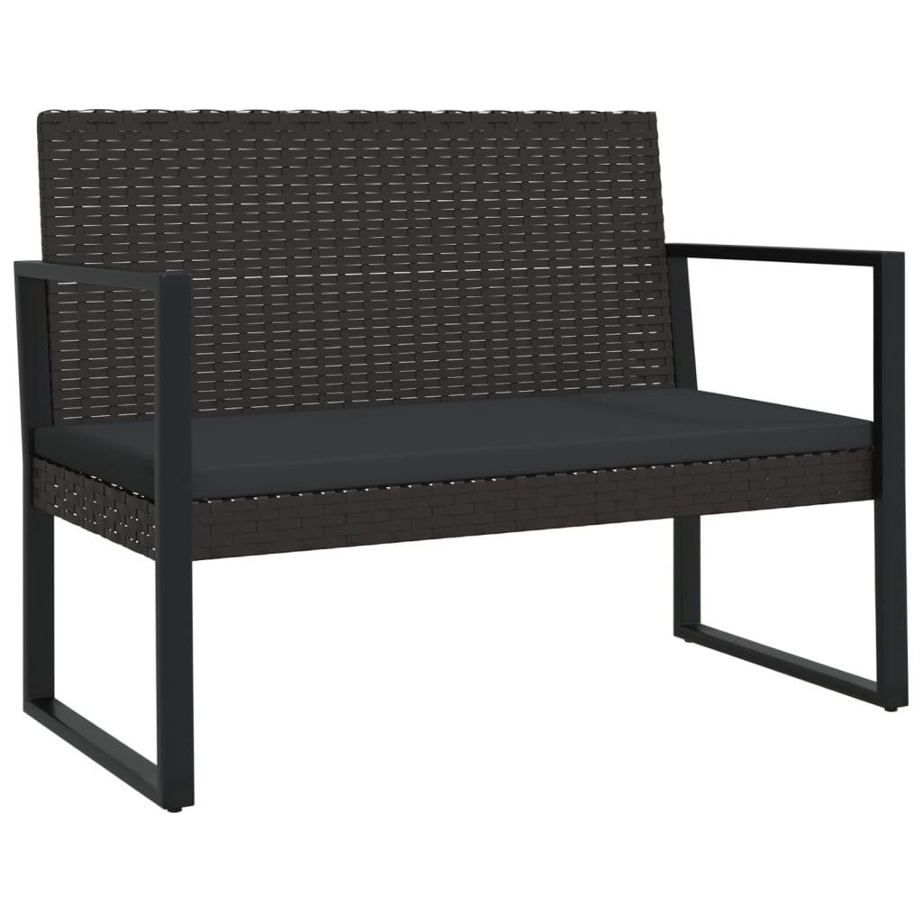 vidaXL Loungesofa 4-tlg. Garten-Lounge-Set mit Kissen Schwarz Poly Rattan, 4 Teile