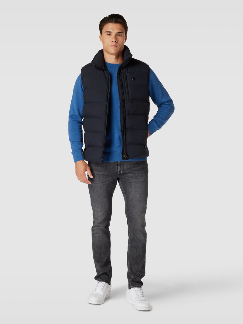 Steppweste mit Label-Applikation in marineblau