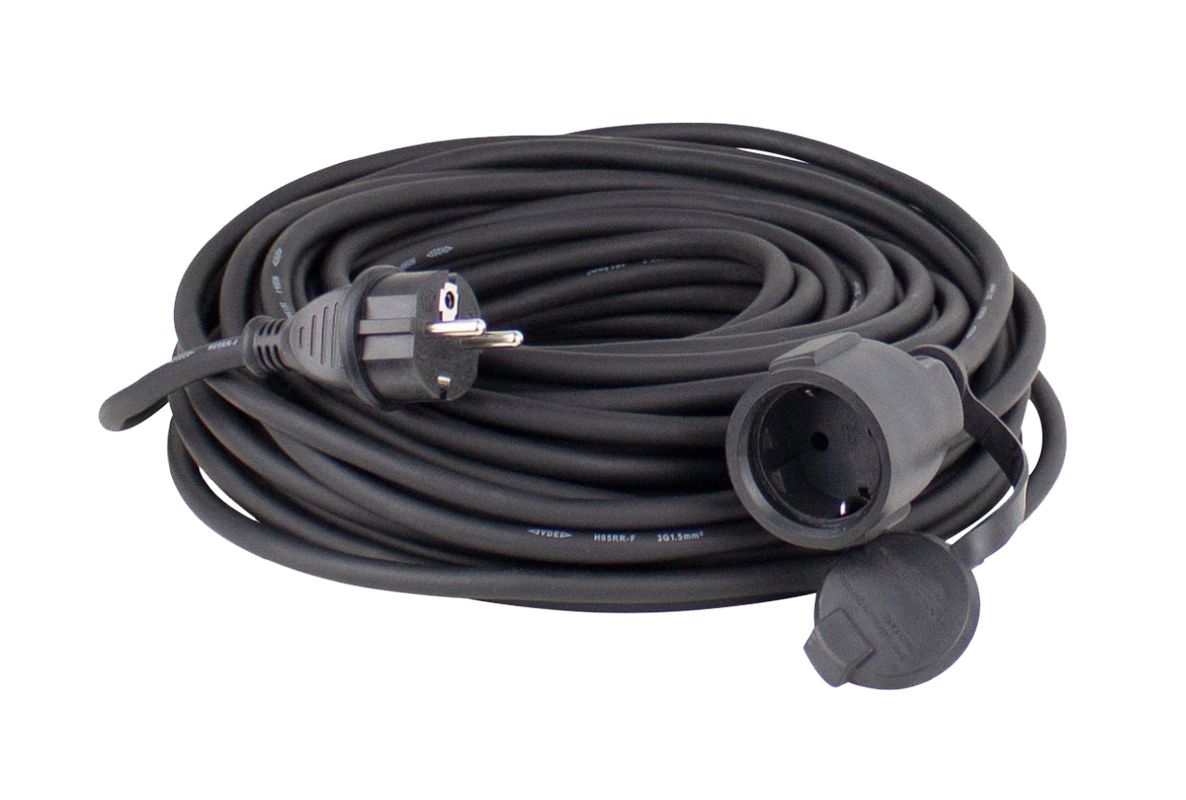 Schwabe 60341 Neopren-Verlängerungskabel 230 V/16 A IP44 H07RN-F 3G2.5 Schwarz 50 m