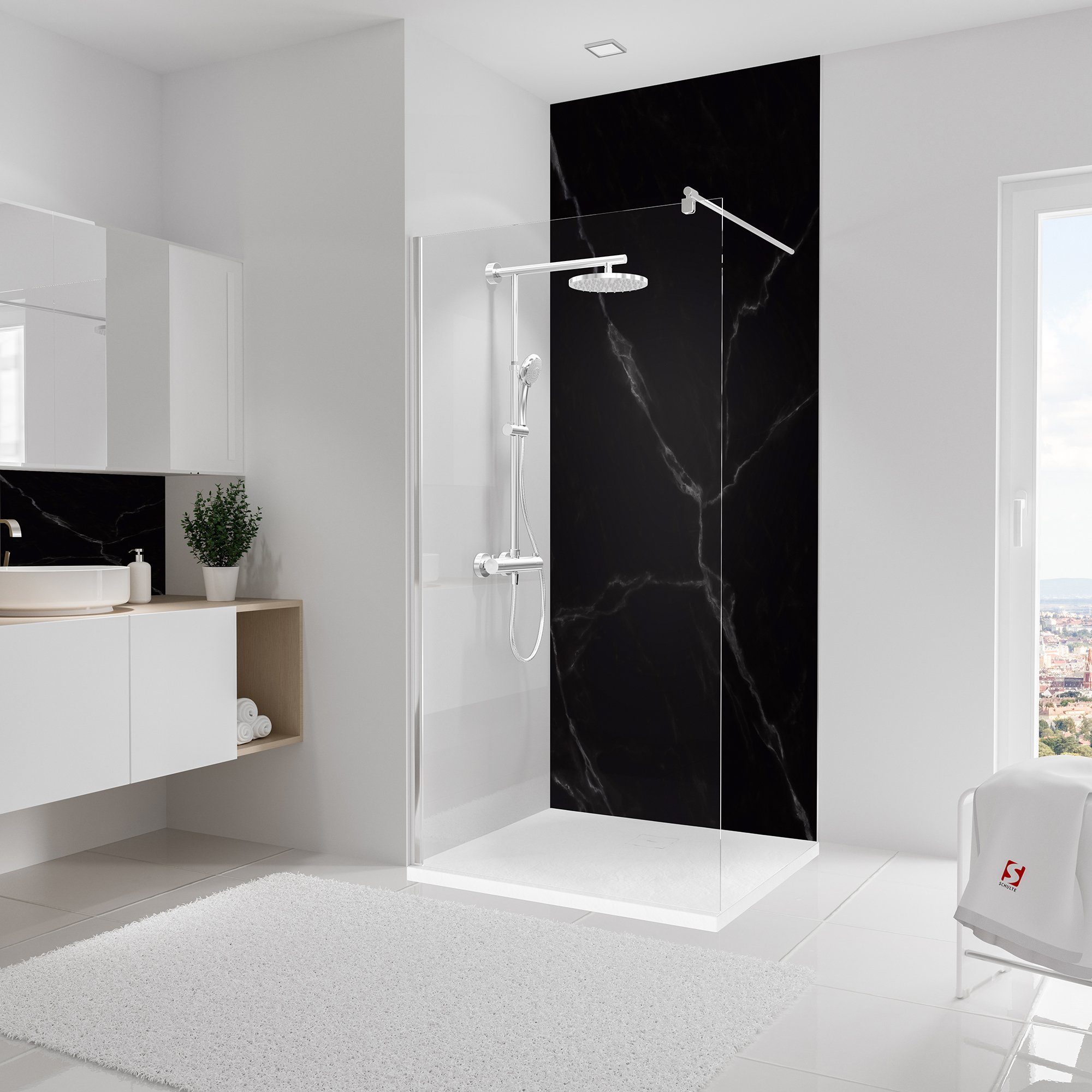 Schulte Badrückwand DecoDesign Softtouch Marmor Schwarz, (1-tlg), Wandverkleidung, fugenloser Fliesenersatz, Duschrückwand
