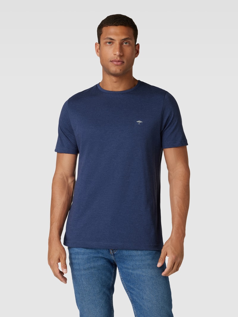 T-Shirt mit Rundhalsausschnitt in marineblau meliert