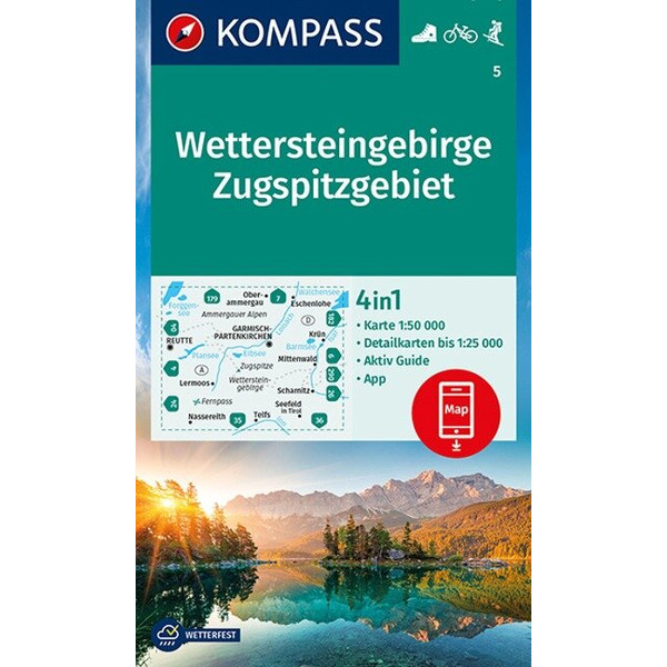 KOMPASS WANDERKARTE WETTERSTEINGEBIRGE, ZUGSPITZGEBIET