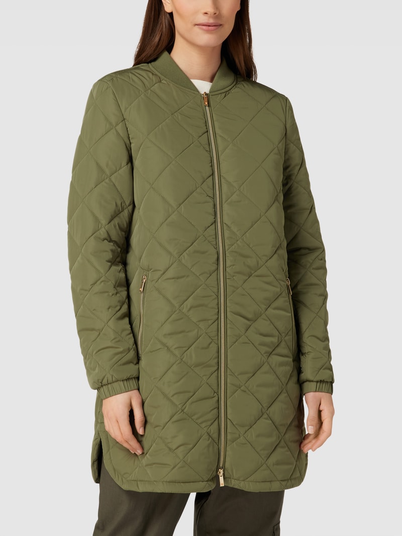 Steppjacke mit Stehkragen in khaki