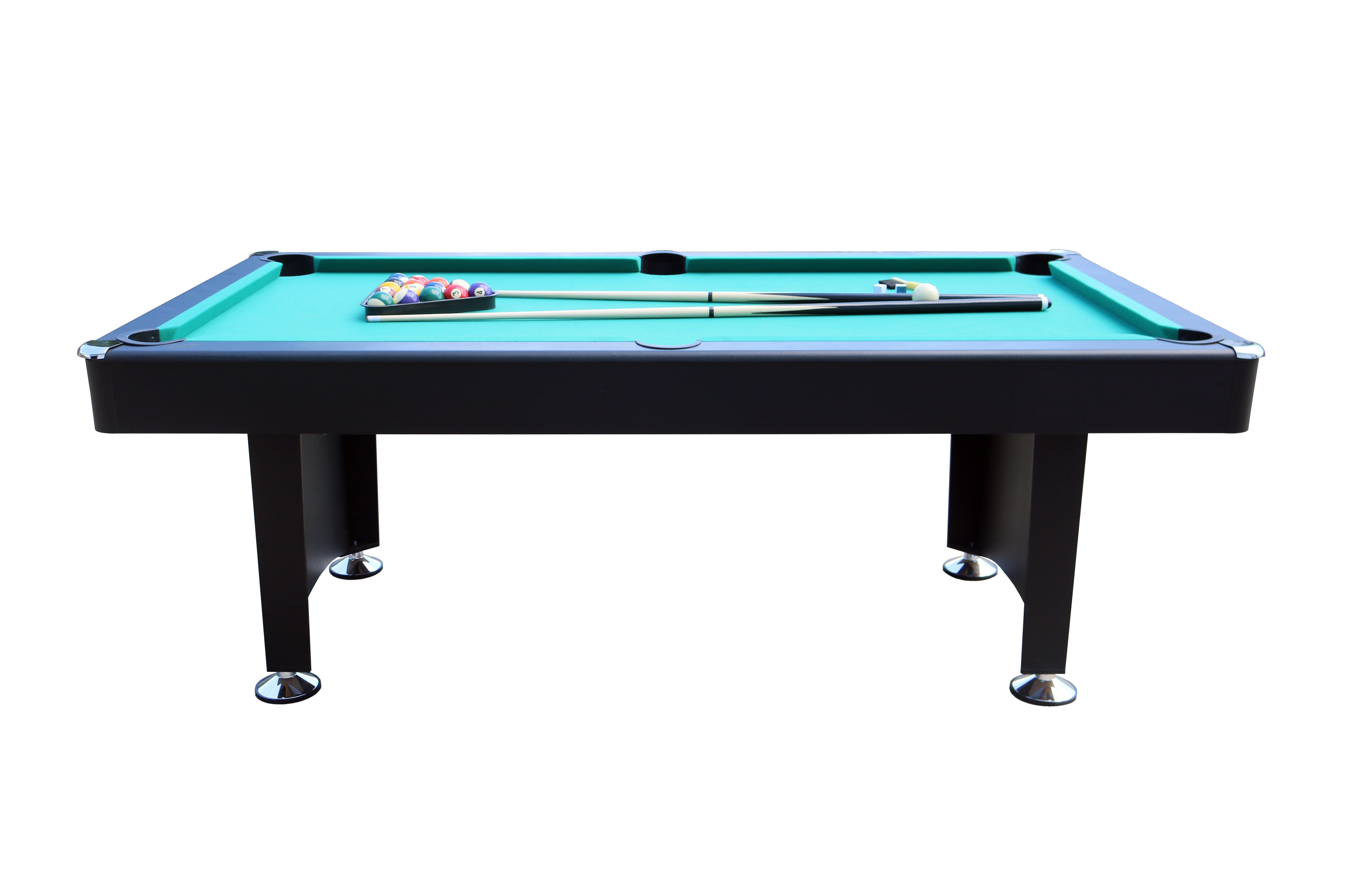L.A. Sports Billardtisch Premium Pool-Billard 7ft groß, (Komplett Set), Tischbillard schwarz grünes Spieltuch mit Zubehör