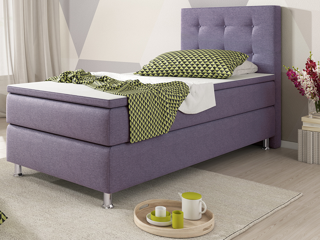 IHG Boxspringbett Köln 90x200 Webstoff Lila