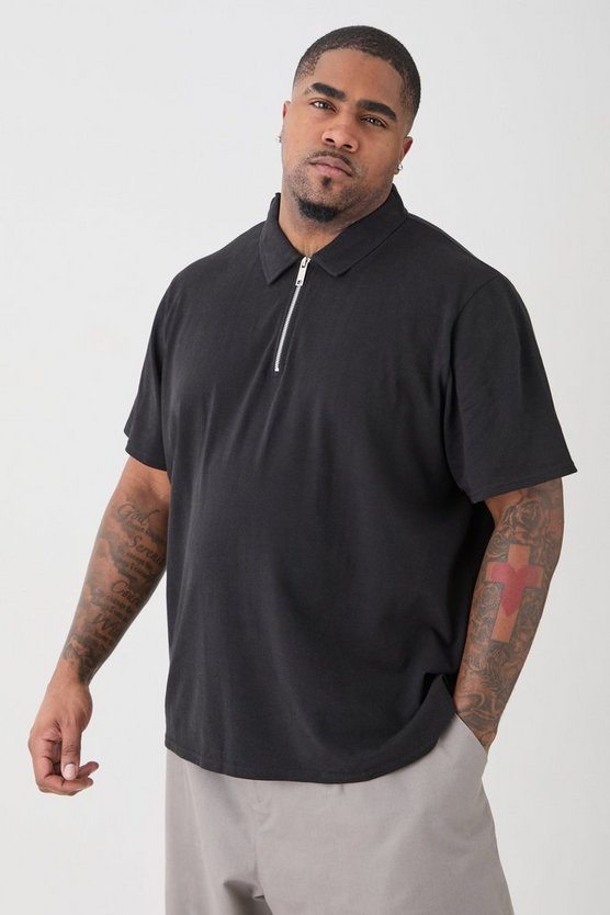 Plus Pique Poloshirt mit 1/4 Reißverschluss