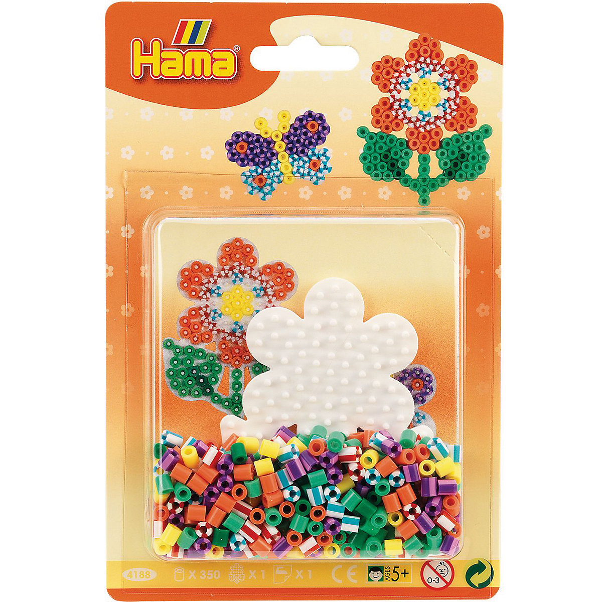 HAMA 4188 Blister Streifenperlen Blume, 350 midi-Perlen & Zubehör