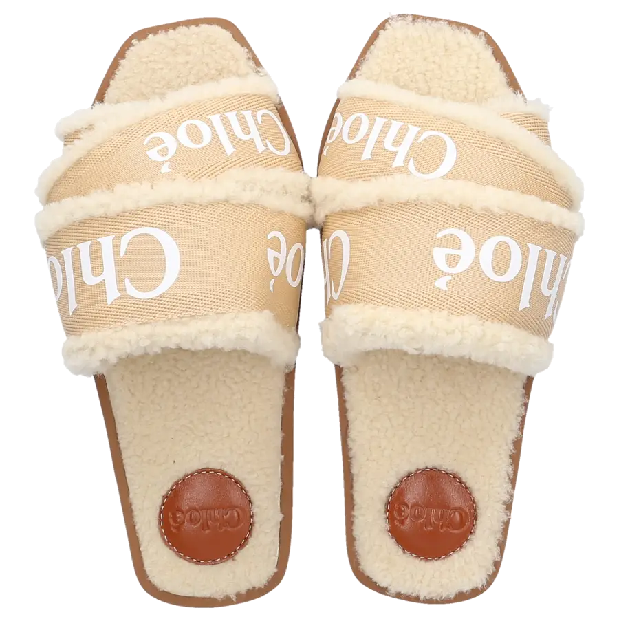 Chloé - Hausschuhe WOODY Textil - beige