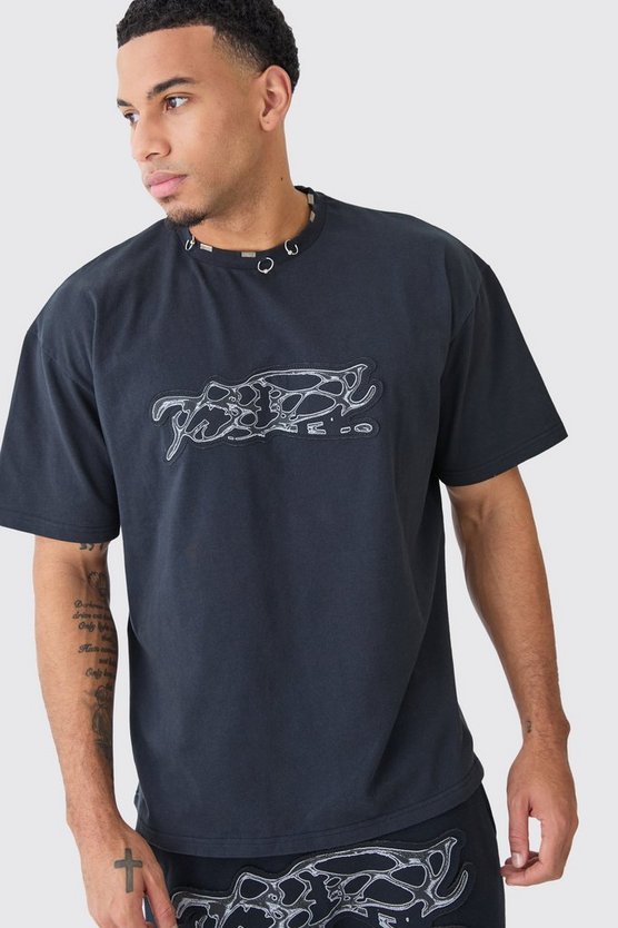 Oversize T-Shirt mit zerrissener Applikation