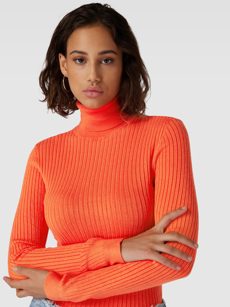 Strickpullover mit Rollkragen Modell 'KAROL' in orange