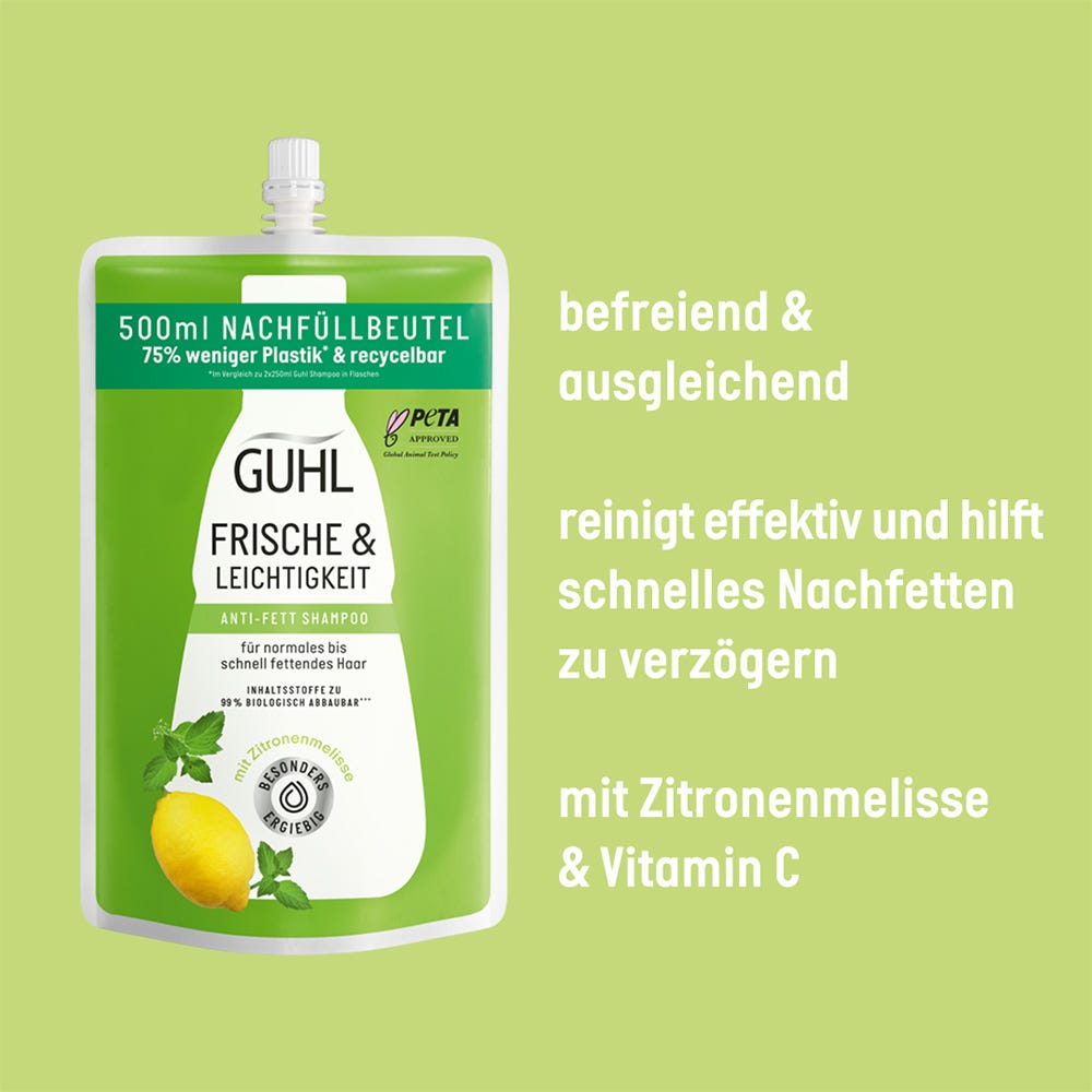 Guhl Frische & Leichtigkeit Shampoo Nachfüllbeutel 500 ml