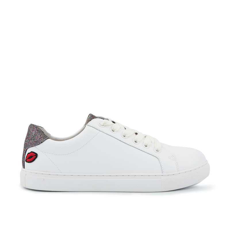 Baskets en cuir Simone blanc/glitter multicolor