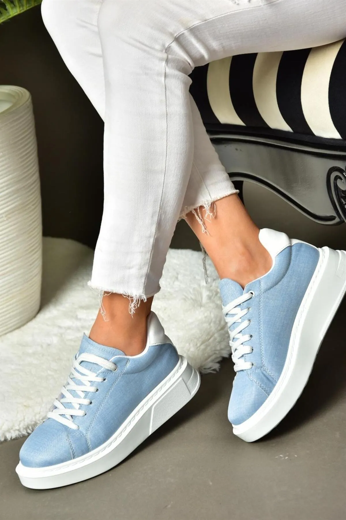 Fox Shoes  P848231410 Blau/weiße Damen-Sportschuhe-Sneaker