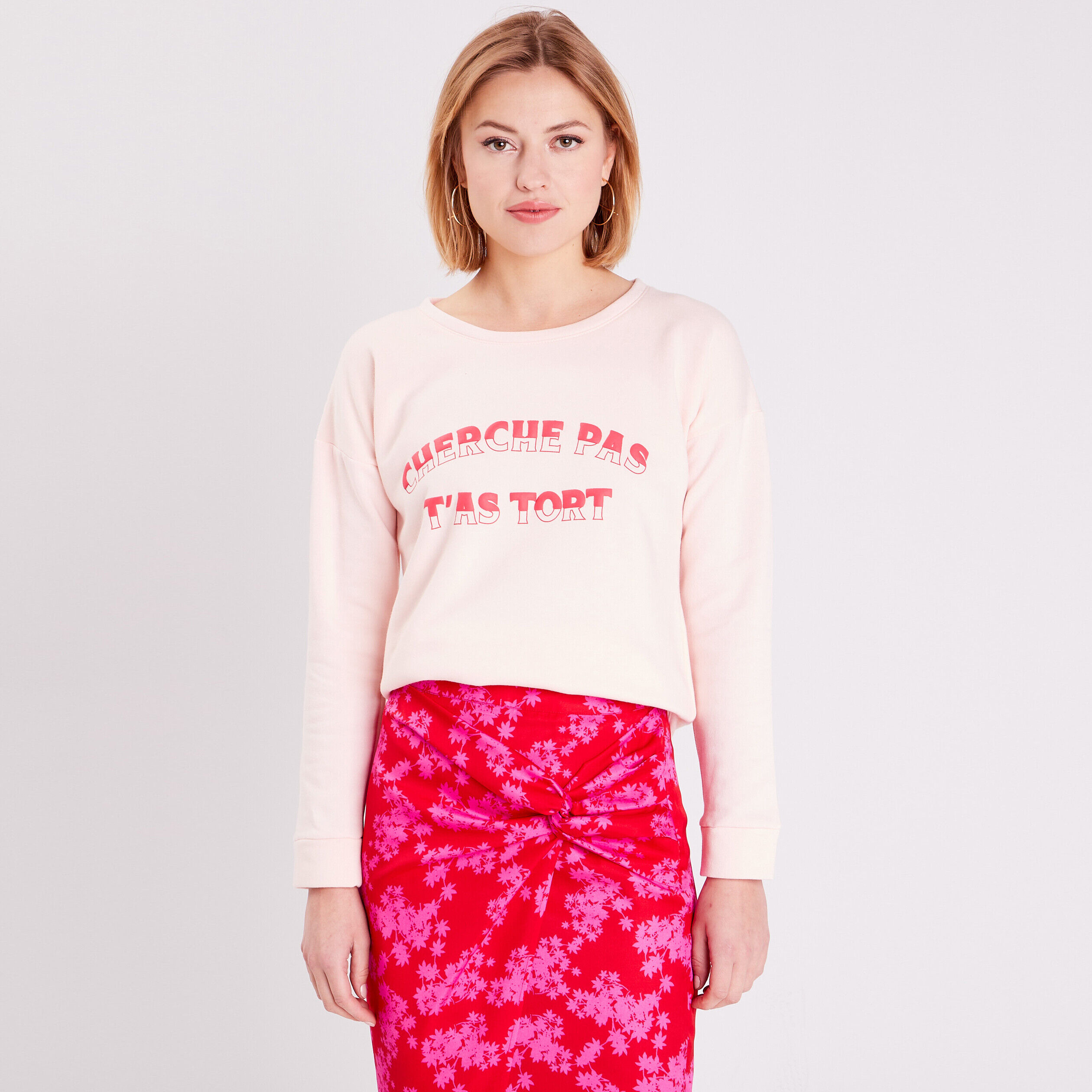 Sweat à manches longues rose clair femme | Cache Cache