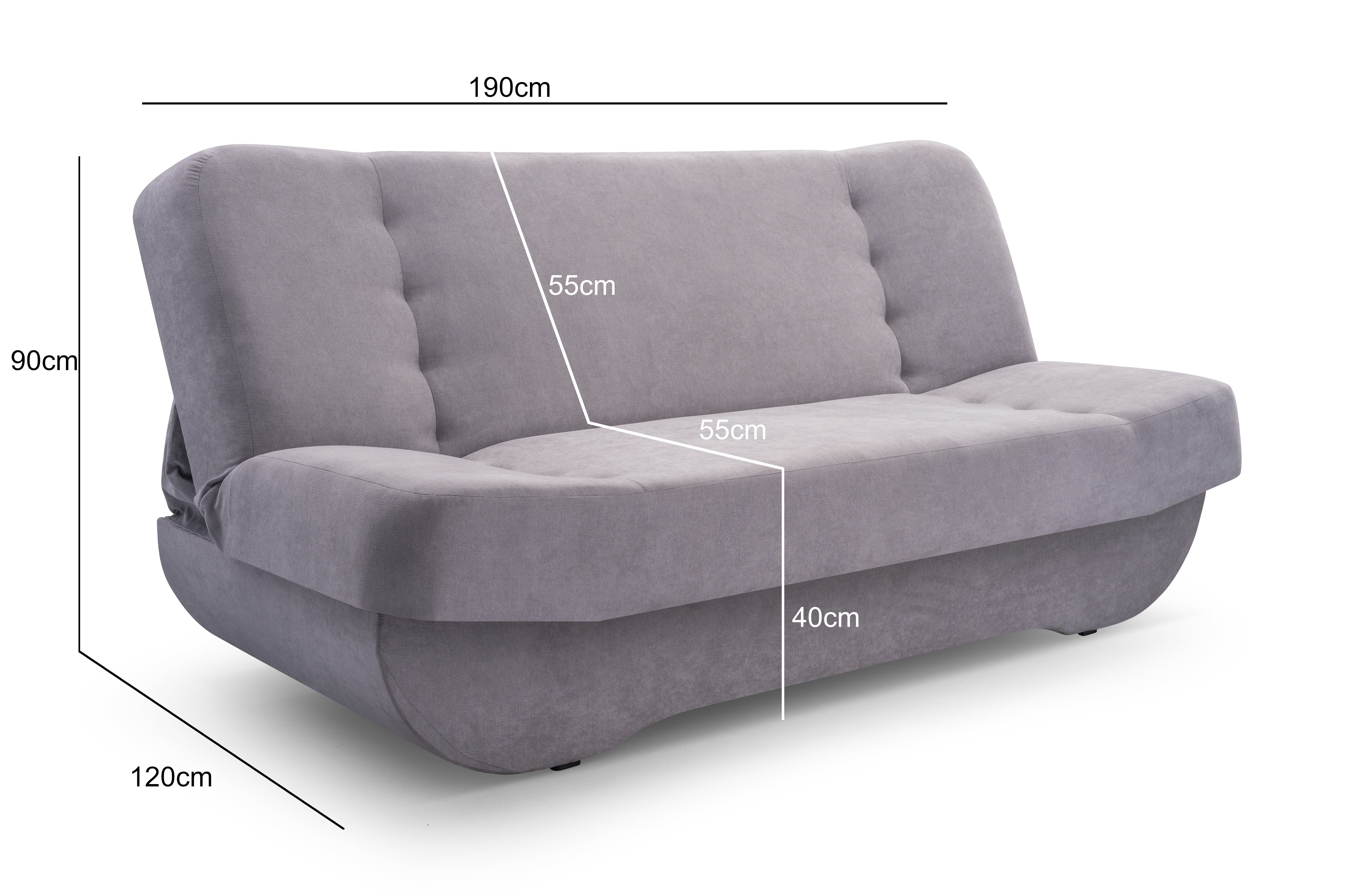 MOEBLO Schlafsofa Pafos, Sofa Kippsofa Klappsofa Clic-Clack, mit Schlaffunktion, mit Bettkasten