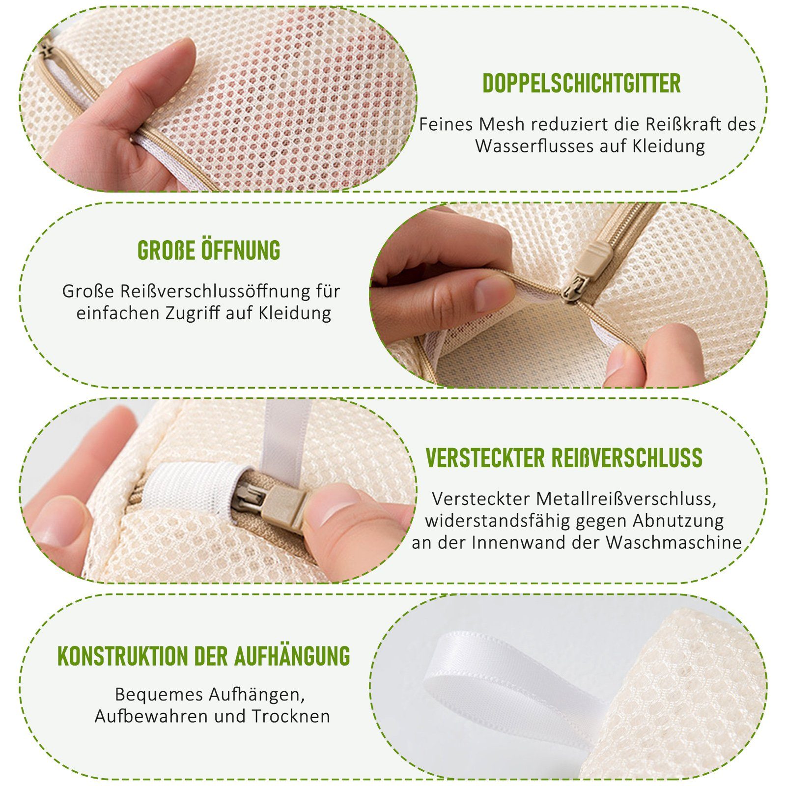 CALIYO Wäschenetz 6 Pack Mesh Wäschesäcke Wäschenetz Groß Wäschesack Faltbar Set,(6-St), Geeignet für Socken, Kurze Ärmel, Pullover, Hosen, BHs