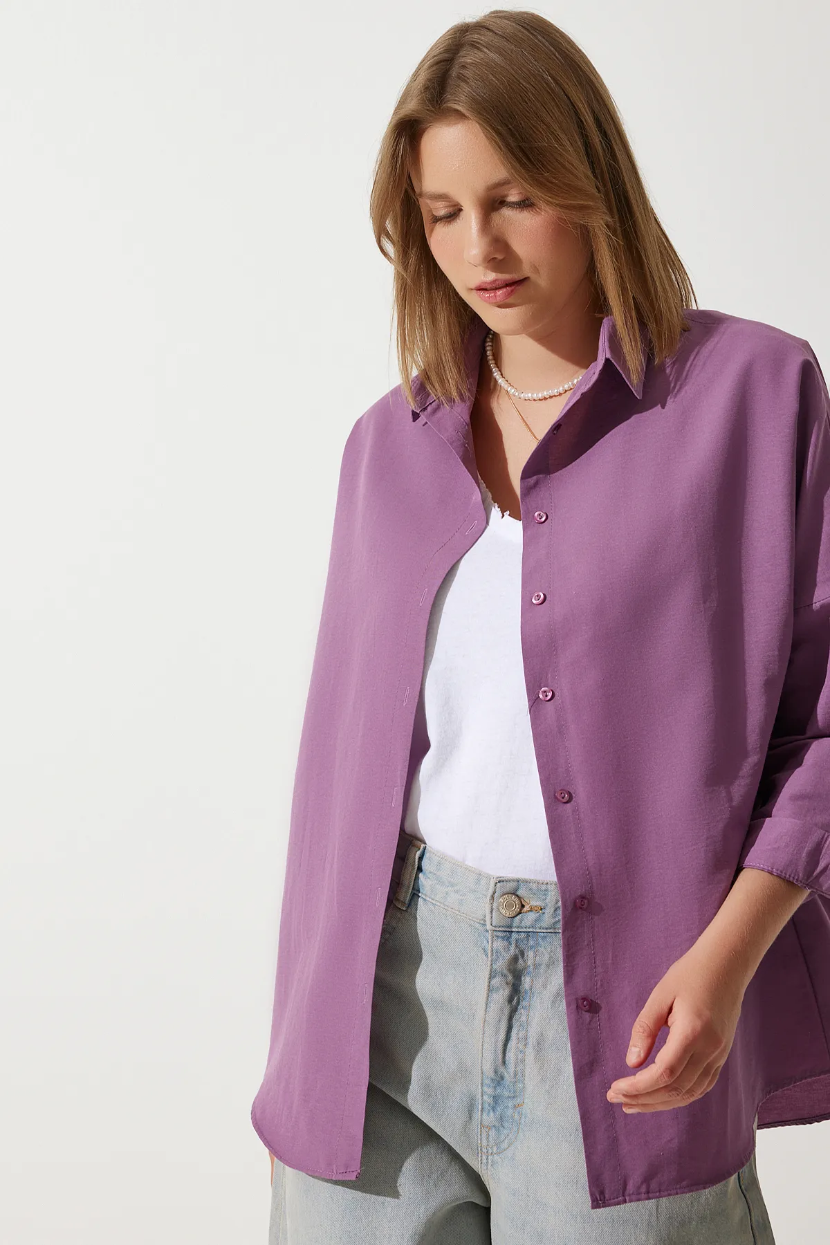 Happiness İstanbul  Hemd - Lila - Oversized