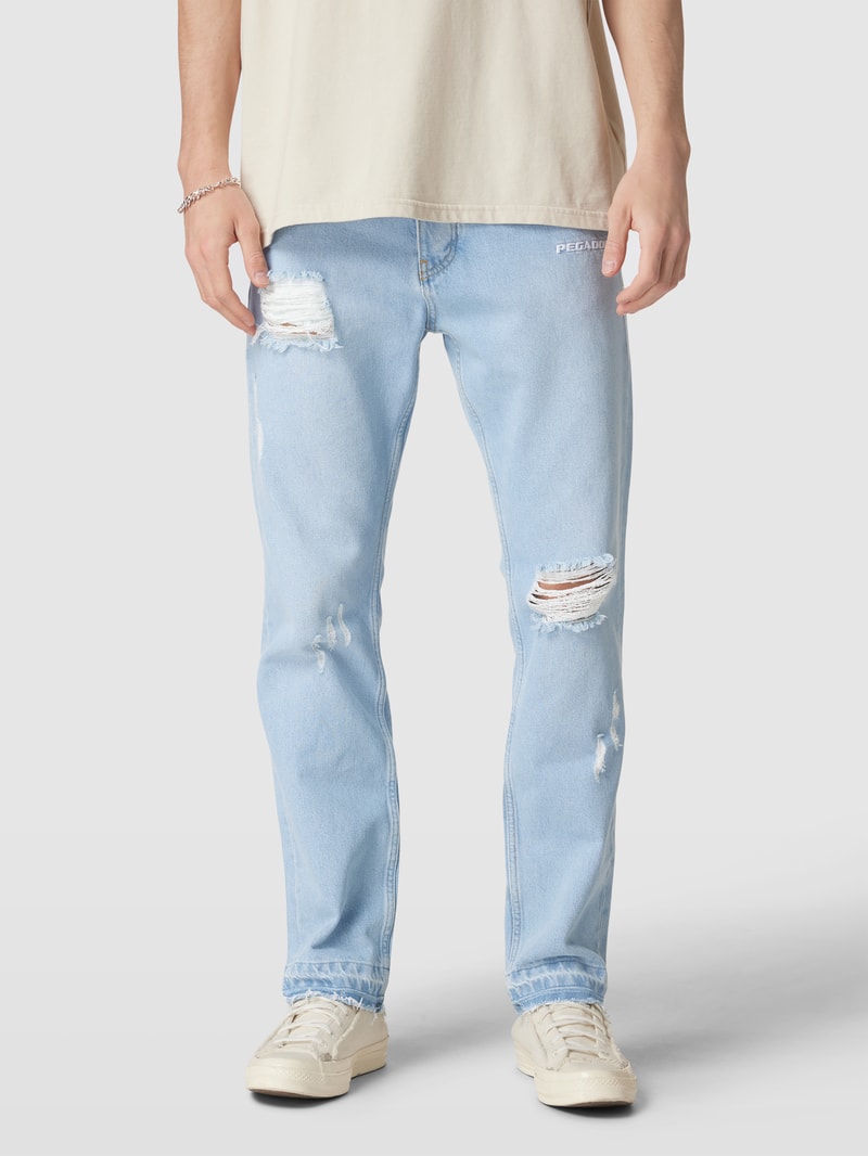 Jeans mit Label-Stitching Modell 'Abott' in jeans
