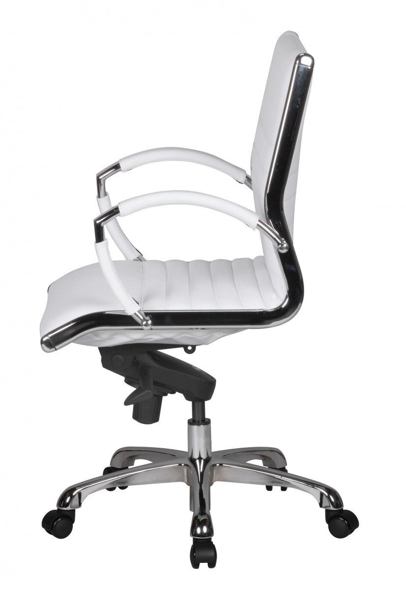 Amstyle Drehstuhl SPM1.236 (SALZBURG 2 Echtleder Weiß Schreibtischstuhl), Bürostuhl XXL 120kg Chefsessel höhenverstellbar