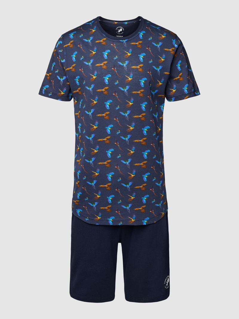 Pyjama mit Allover-Muster Modell 'SHORTY' in gelb