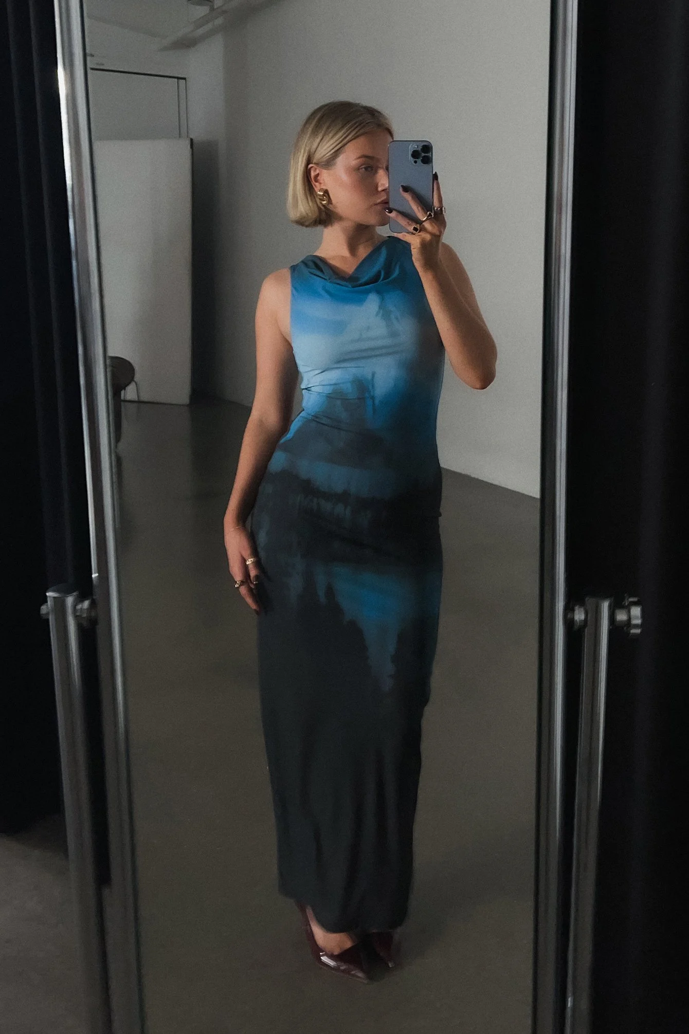 Ärmelloses Mesh-Maxikleid