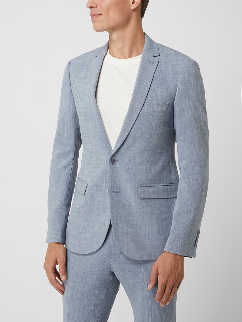 Super Slim Fit 2-Knopf-Sakko mit Stretch-Anteil in blau