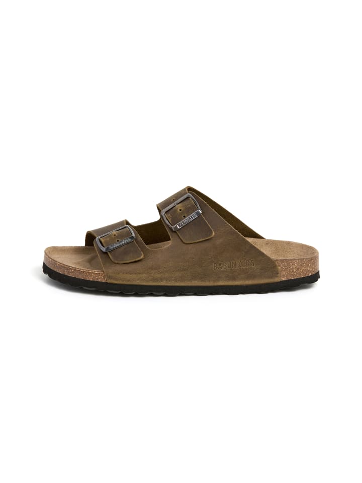 babunkers Pantoletten  in khaki günstig kaufen