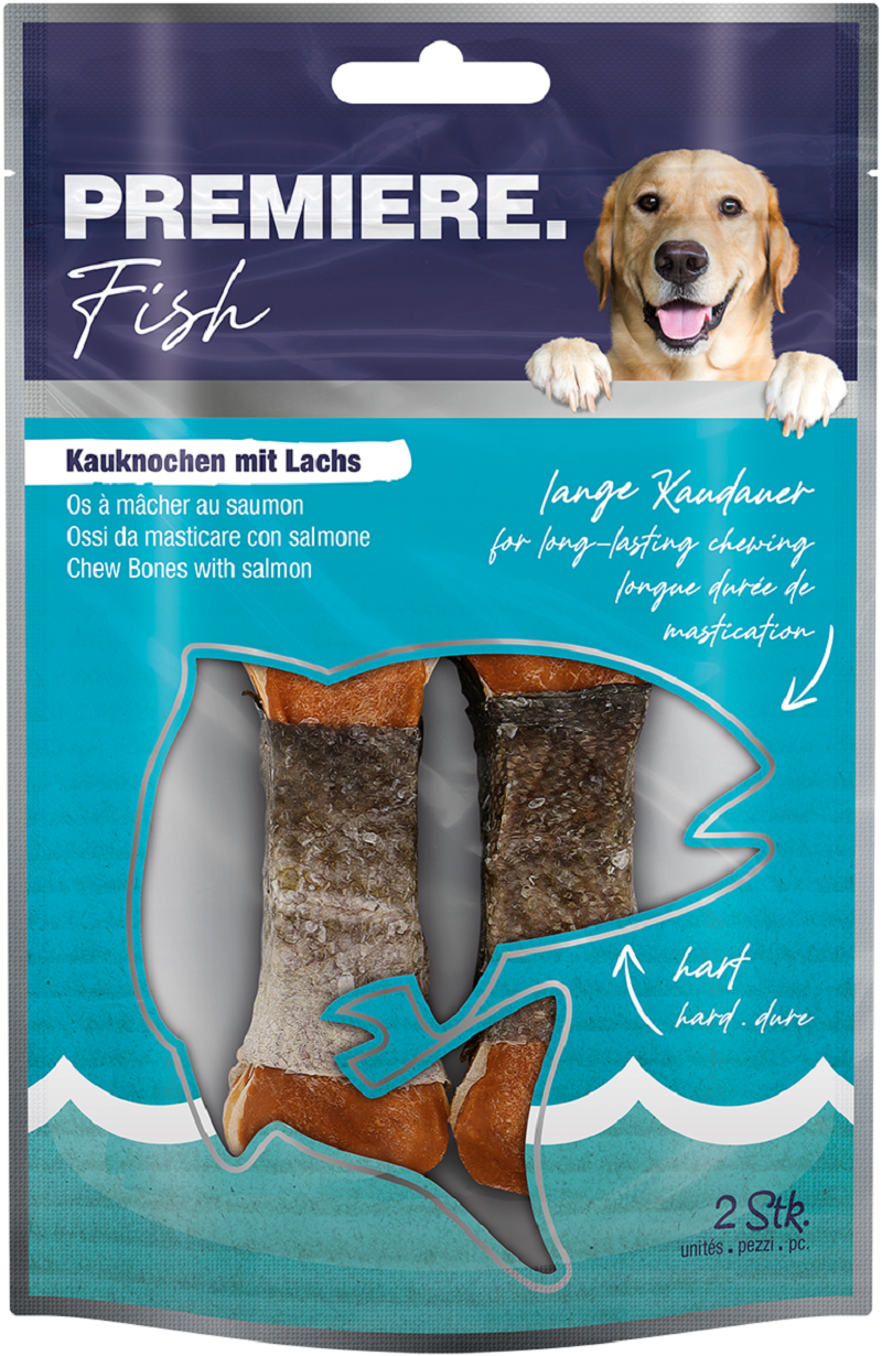 PREMIERE Snacks PREMIERE Kauknochen mit Lachs 2 Stück, 120 g
