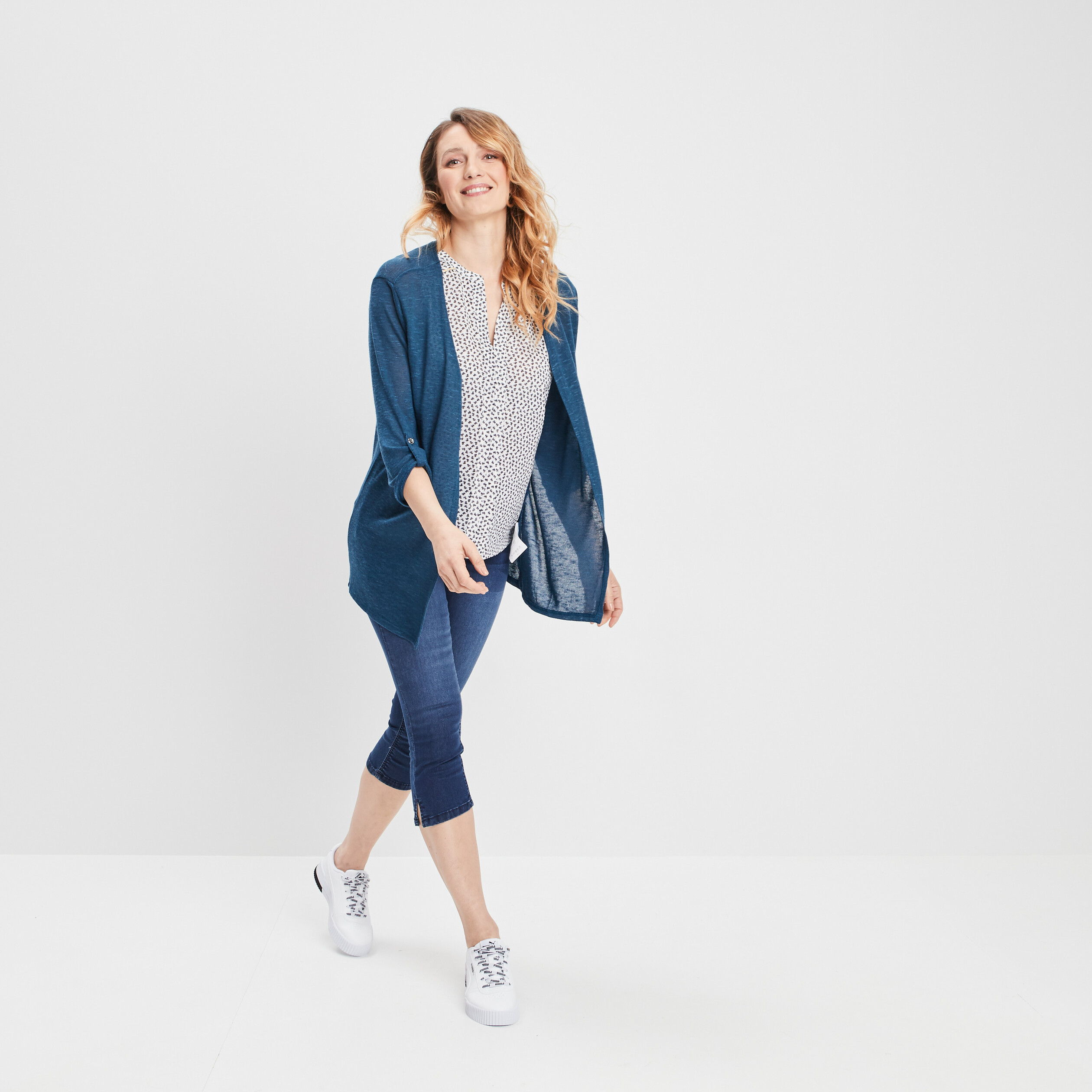 Pantacourt skinny en jean push up denim double stone femme | La Halle