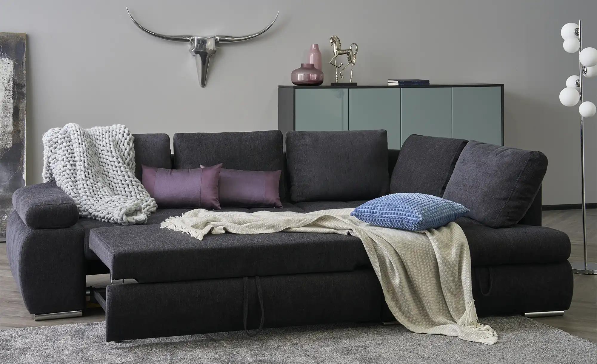 Twist Ecksofa aus Flachgewebe Sky